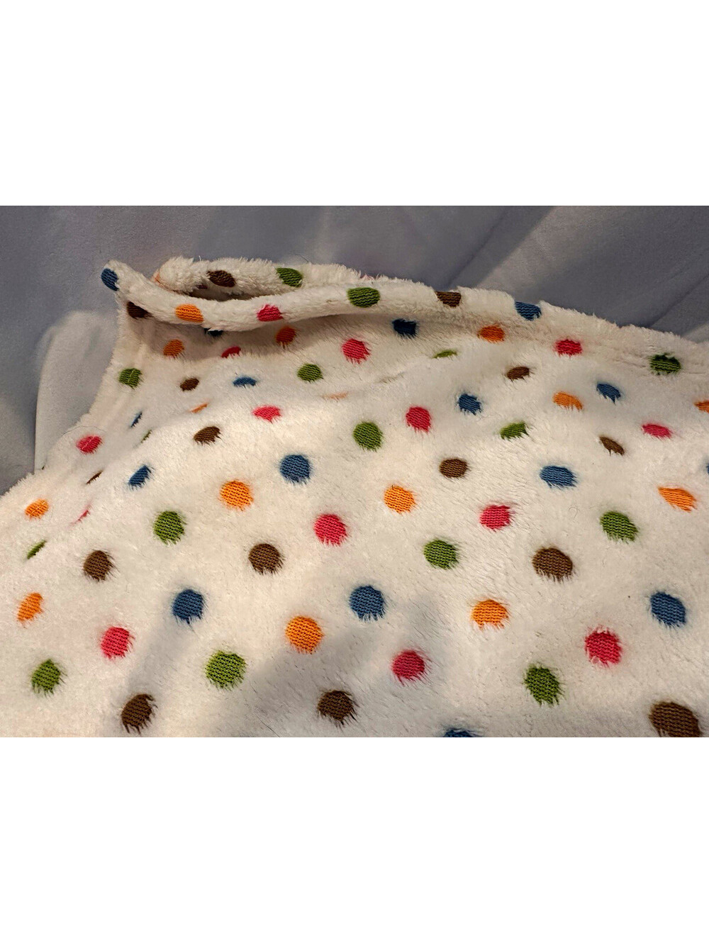 Stephen Baby Microfleece Polka Dot Crib Blanket White/Multicolor lovey security